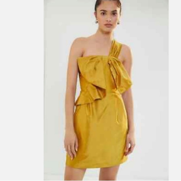 Hutch by Anthropologie Gold Bow Tie Mini Dress Size 2 NWOT - Picture 2 of 9